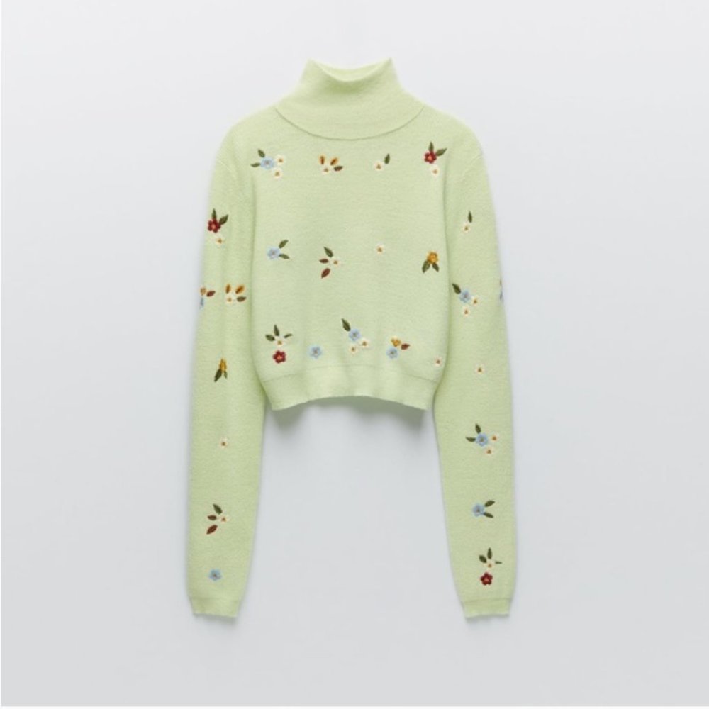 Zara embroidered cropped sweater